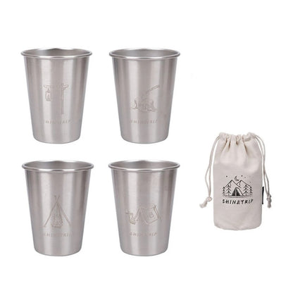 ShineTrip Outdoor 4pcs Stainless Steel Cup Set