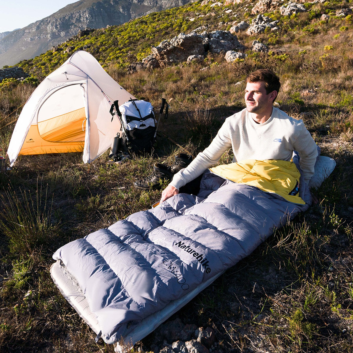 Naturehike CW400 Square Duck Down Winter Sleeping Bag L Grey