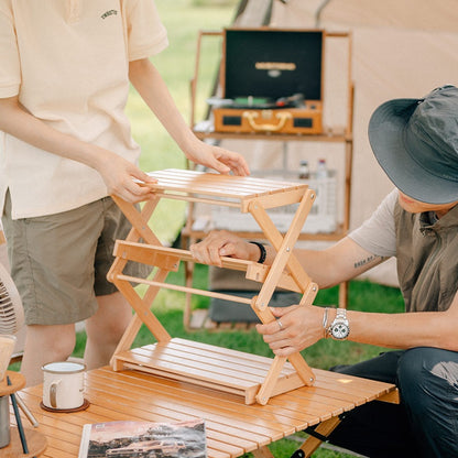 Naturehike Camping  Folding Wood Tabletop Rack Storage Shelf