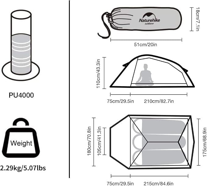 Naturehike Cloud Up 3 Lightweight Backpacking Tent Green