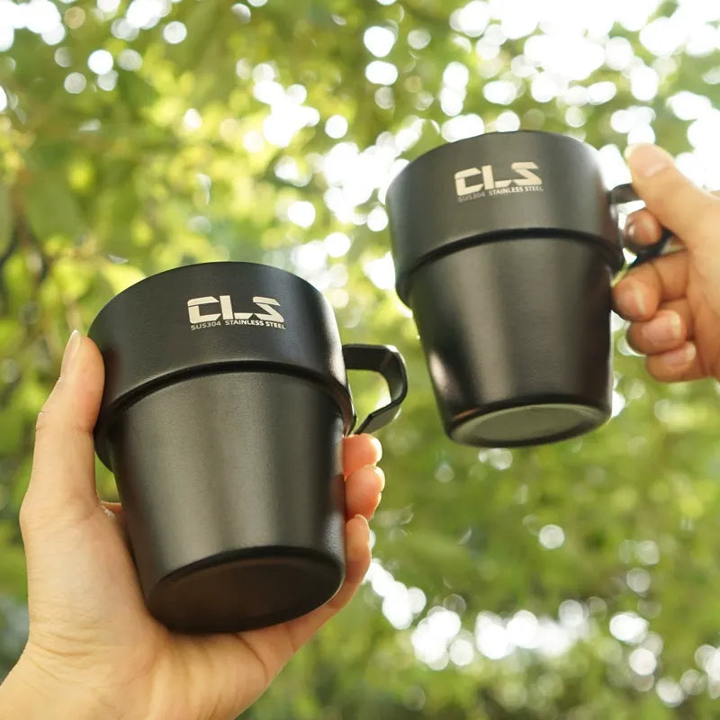CLS Outdoor 304 Stainless Steel Camping Mug Set – 4PCS