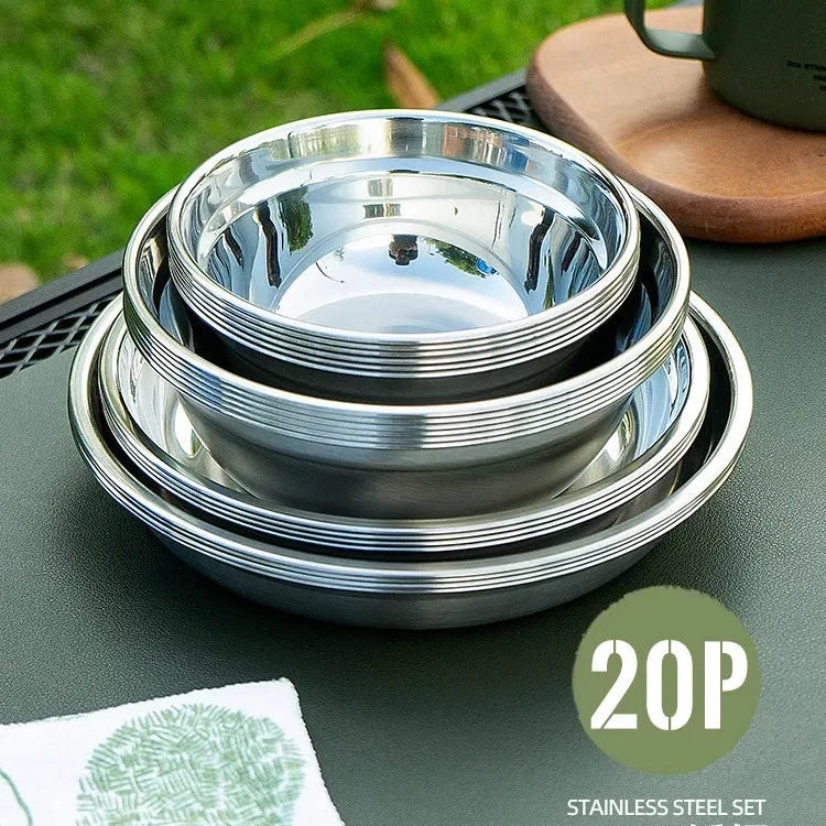 Cls Outdoor 304 Stainless Steel Tableware 20-Piece Set