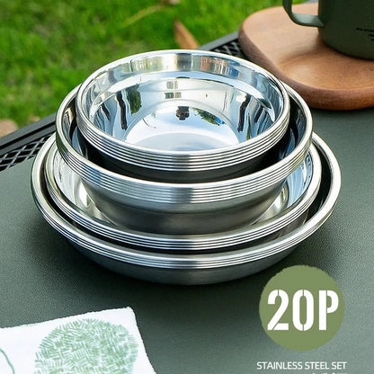 Cls Outdoor 304 Stainless Steel Tableware 20-Piece Set