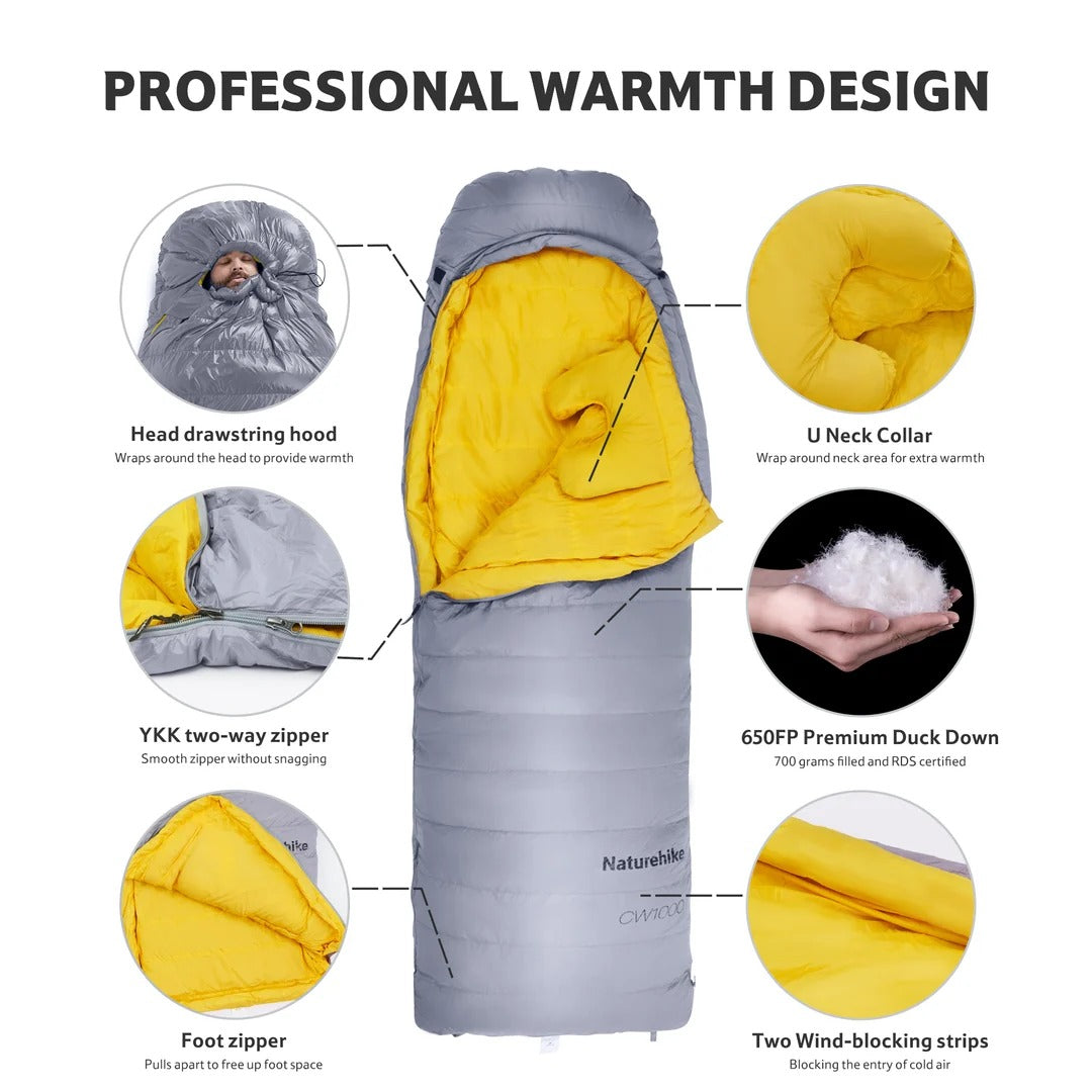 Naturehike CW1000 Ultralight Duck Down Sleeping Bag For Extreme Cold