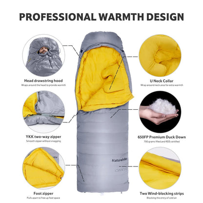 Naturehike CW1000 Ultralight Duck Down Sleeping Bag For Extreme Cold