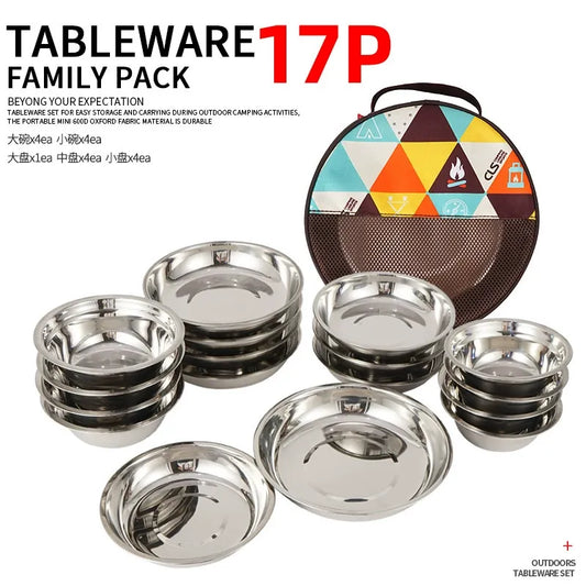 CLS 22pcs Outdoor Portable Dining Plate Set For Family Or Group