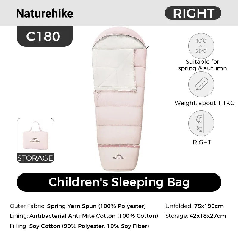 Naturehike Outdoor Camping Extendable Growing Children Cotton Sleeping Bag for Kids