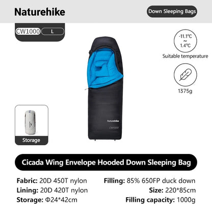 Naturehike CW1000 Ultralight Duck Down Sleeping Bag For Extreme Cold