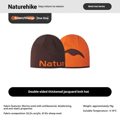 Naturehike Double-Sided Thick Merino Wool Soft Breathable Winter Warm  Knitted Hat