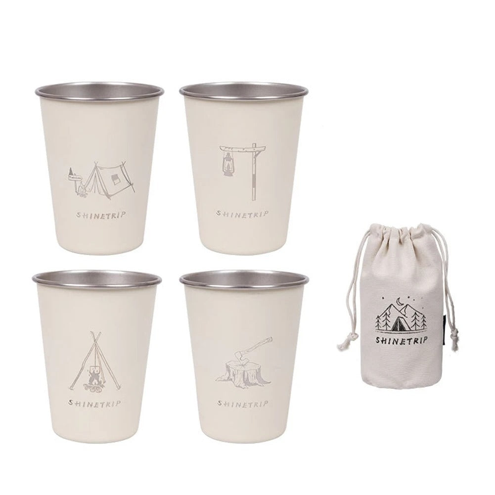 ShineTrip Outdoor 4pcs Stainless Steel Cup Set