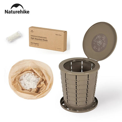 Naturehike Outdoor Mobile Folding Camping Toilet , Trash Bin Complete Kit
