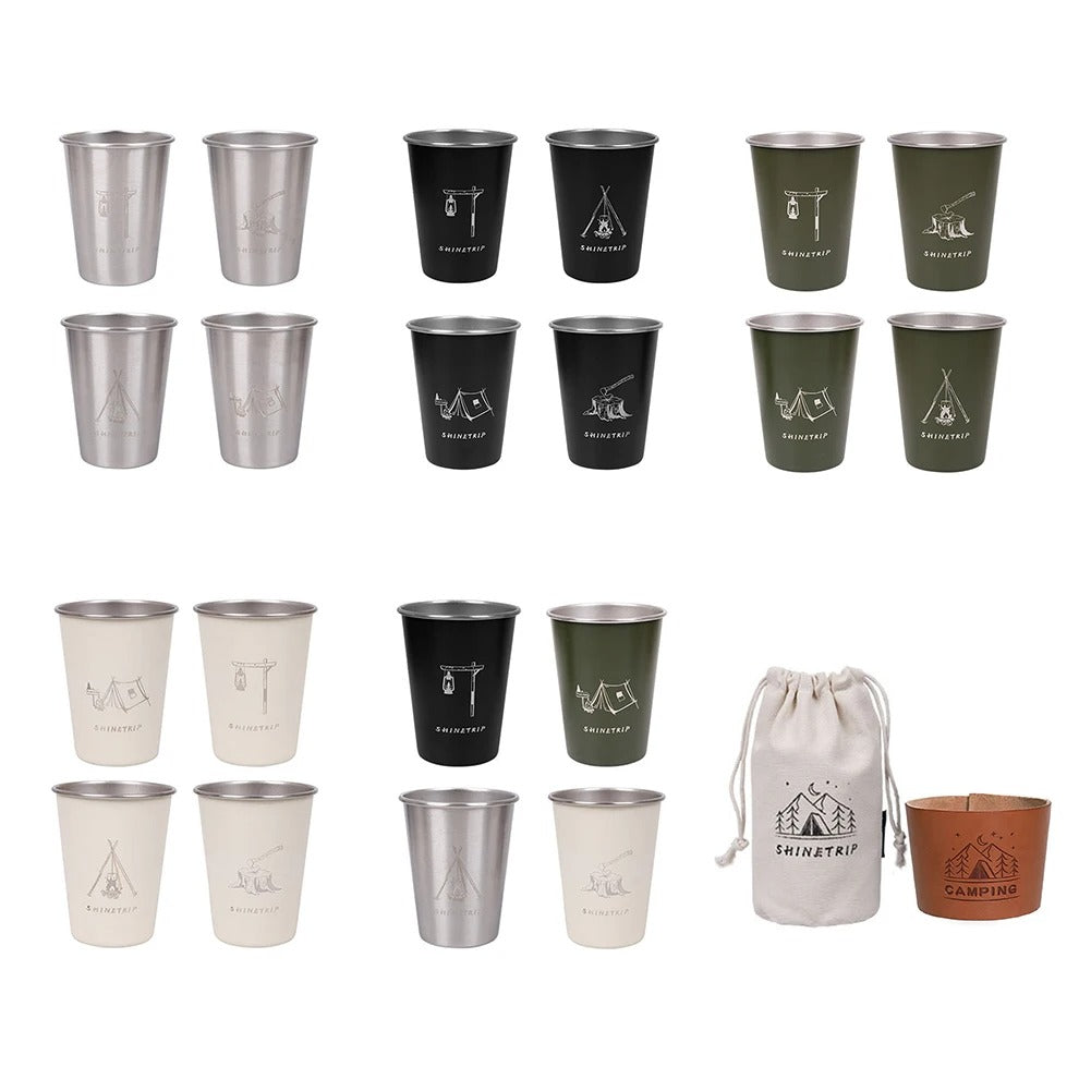 ShineTrip Outdoor 4pcs Stainless Steel Cup Set