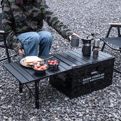 50L Camping Folding Storage Box With Aluminium Alloy Picnic Table