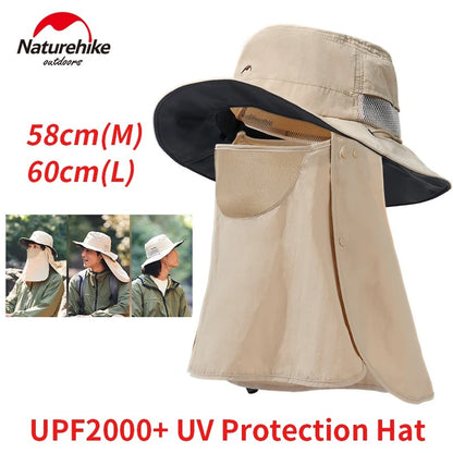 Naturehike Black Coated UPF2000+ Wide Brim Hat Sun Fisherman Hat UV Protected