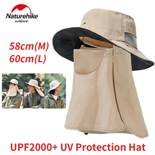 Naturehike Black Coated UPF2000+ Wide Brim Hat Sun Fisherman Hat UV Protected