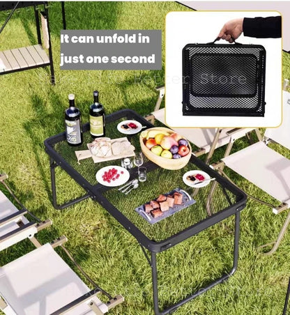 Outdoor Camping Iron Mesh Portable Folding Table