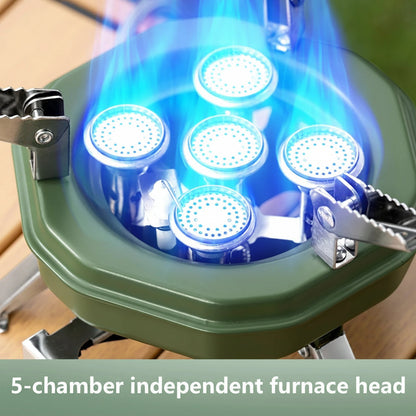 New Portable 5500W Five-Burner Metallic Travel Gas Stove With Bag MA-605