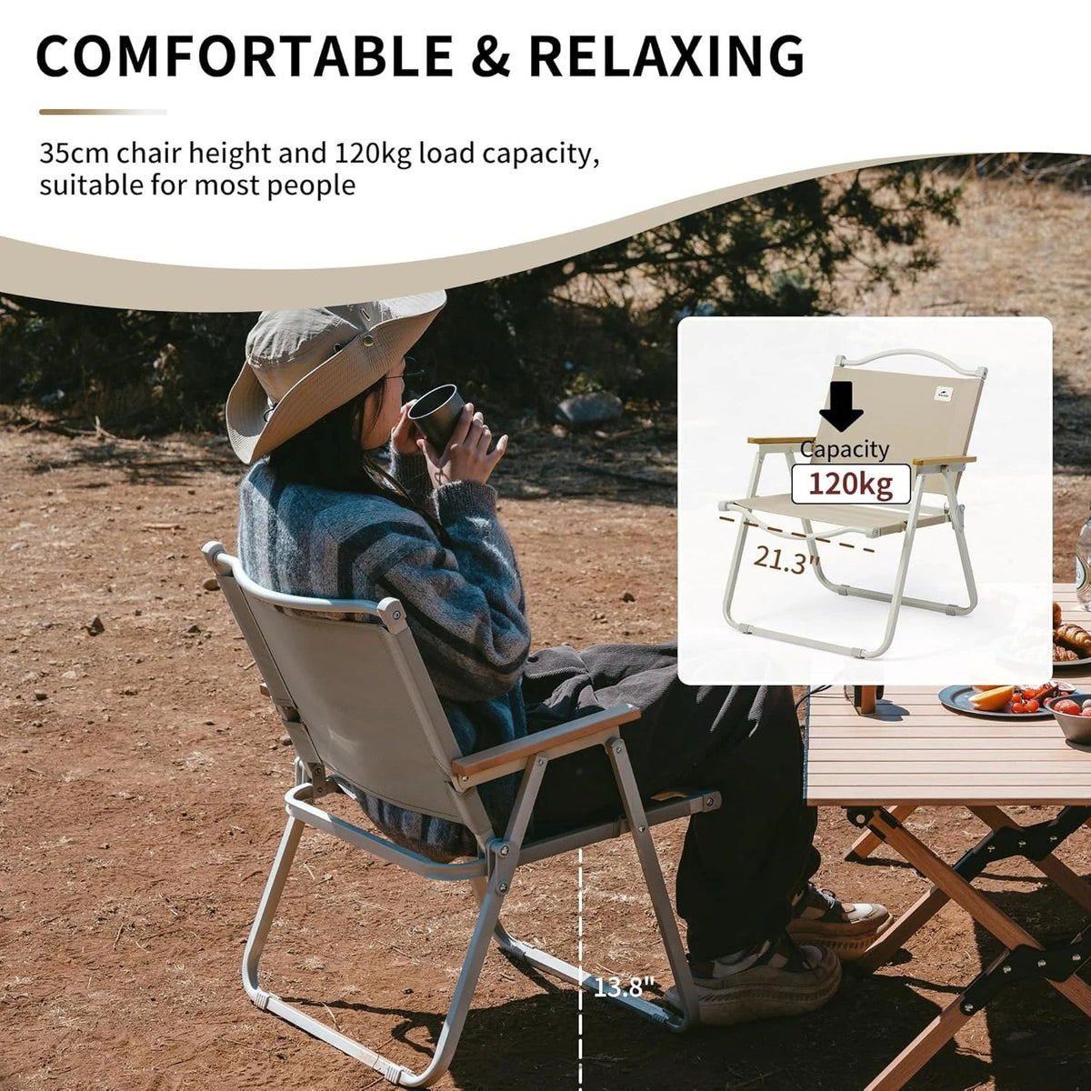 Naturehike Ultralight Foldable Kermit Chair With Wood Armrest