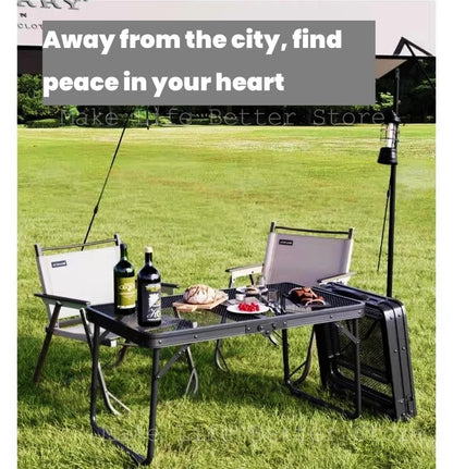 Outdoor Camping Iron Mesh Portable Folding Table