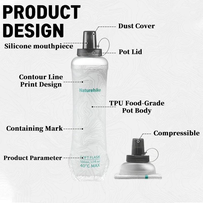 Naturehike Ultralight Soft Foldable TPU Water Bottle 500ml