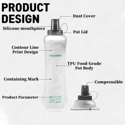 Naturehike Ultralight Soft Foldable TPU Water Bottle 500ml