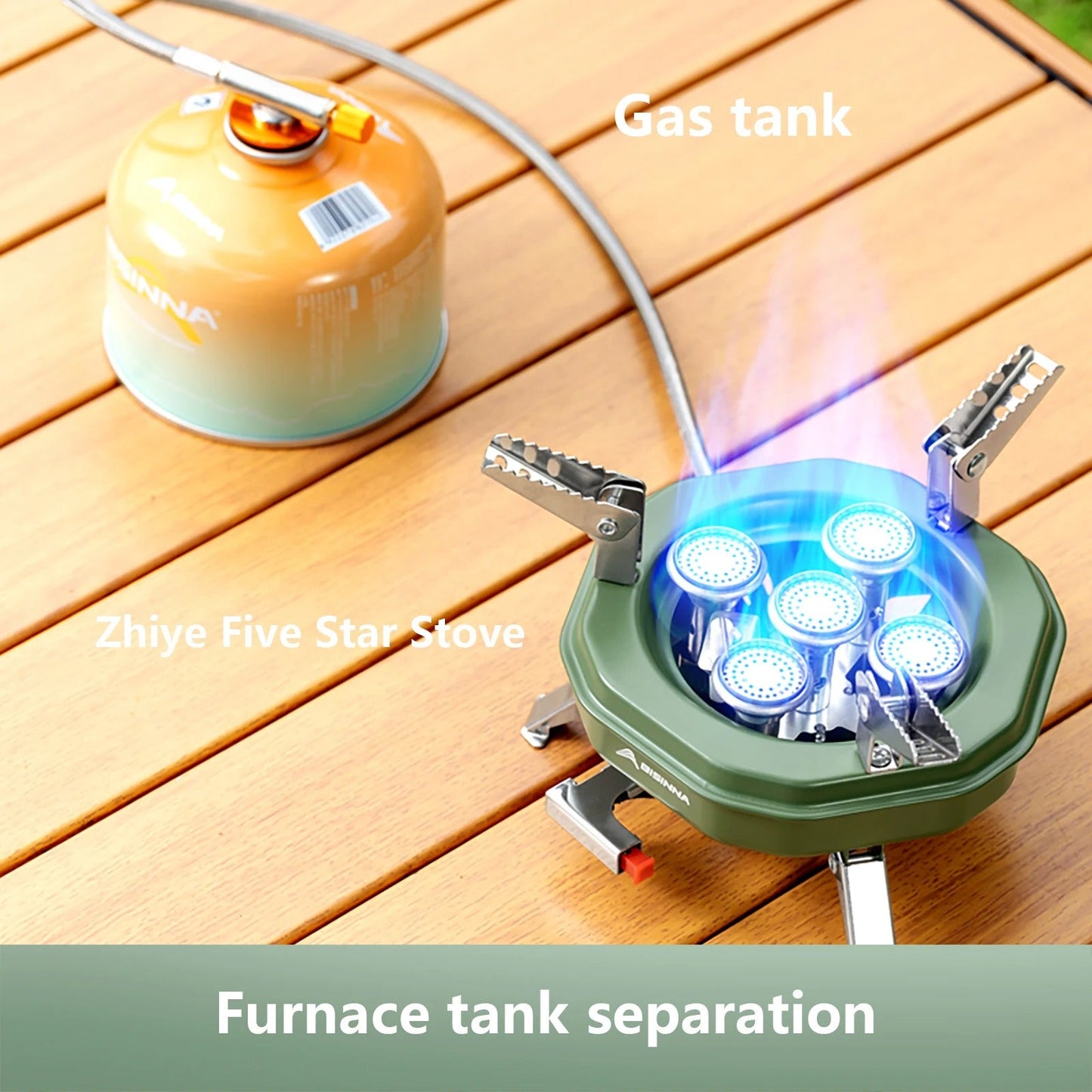 New Portable 5500W Five-Burner Metallic Travel Gas Stove With Bag MA-605