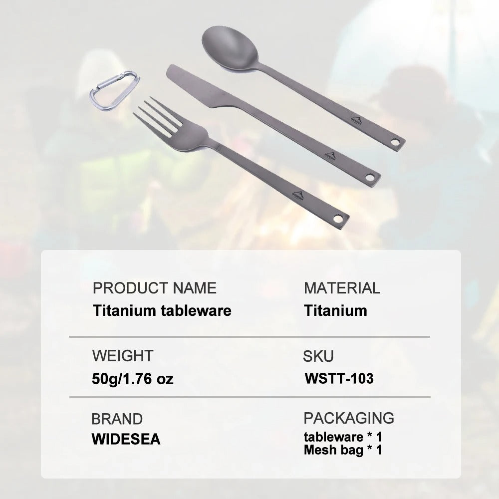 Widesea Ultralight Titanium Tableware Cutlery Set 50G