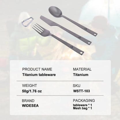 Widesea Ultralight Titanium Tableware Cutlery Set 50G