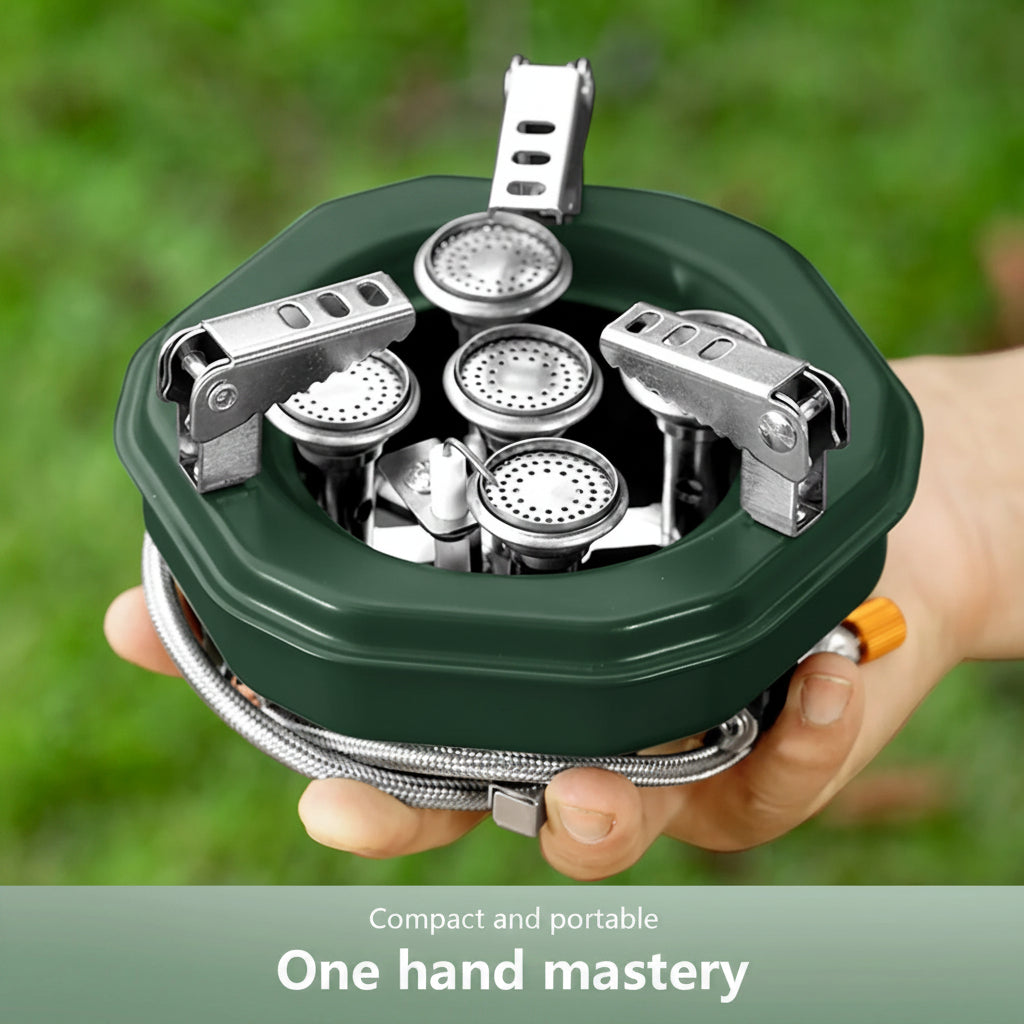 New Portable 5500W Five-Burner Metallic Travel Gas Stove With Bag MA-605