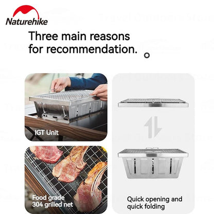 Naturehike Outdoor Stainless Steel Folding IGT Table BBQ Grill