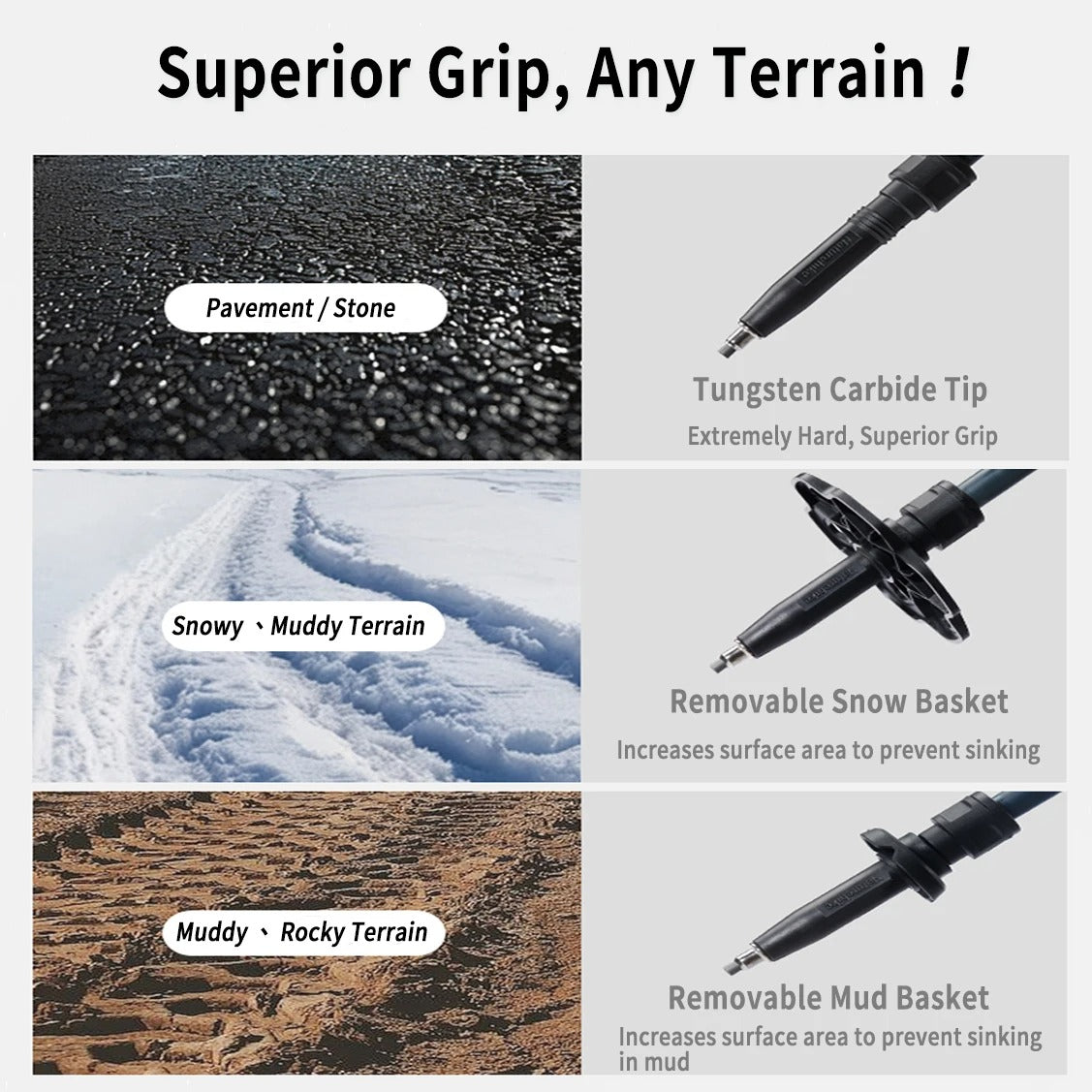 Naturehike 3-Section 24K Carbon Fiber Outdoor Telescopic Trekking Pole