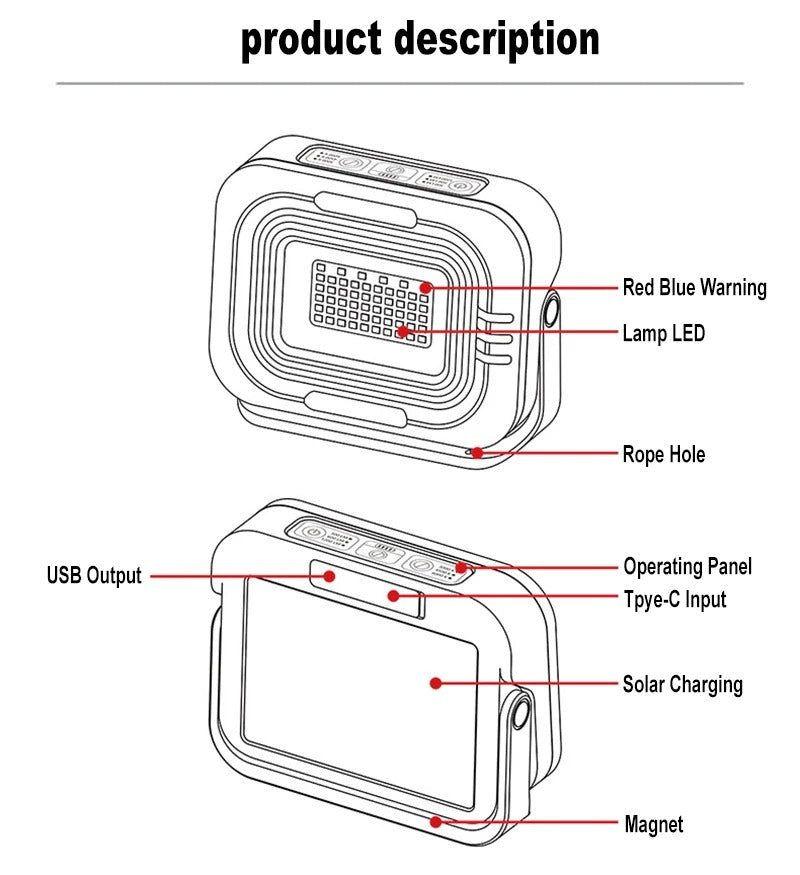 CAMPOUT Solar Camping LED Lamp With Magnet