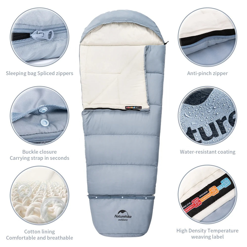 Naturehike Outdoor Camping Extendable Growing Children Cotton Sleeping Bag for Kids