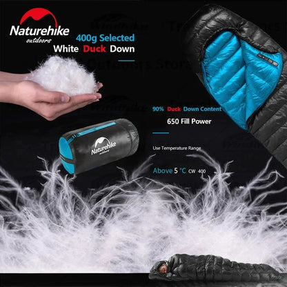Naturehike CW400 Square Duck Down Winter Sleeping Bag L Grey