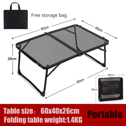 Outdoor Camping Iron Mesh Portable Folding Table
