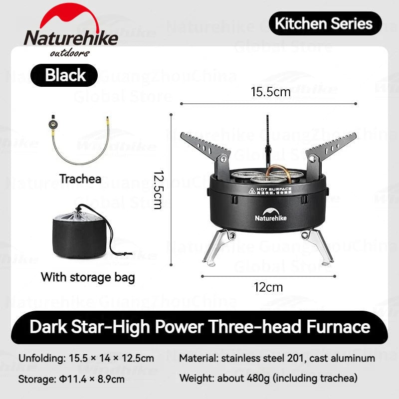 Naturehike 3300w Dark Star Three Burner Ultralight Foldable Gas Stove