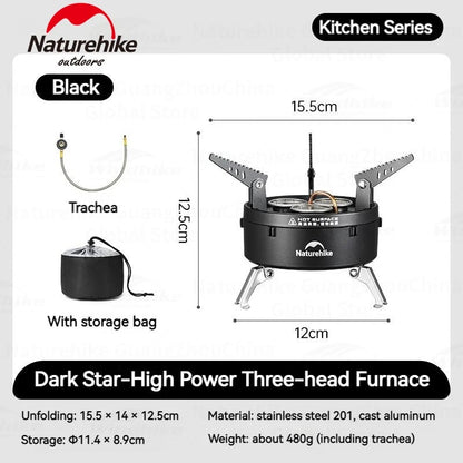 Naturehike 3300w Dark Star Three Burner Ultralight Foldable Gas Stove