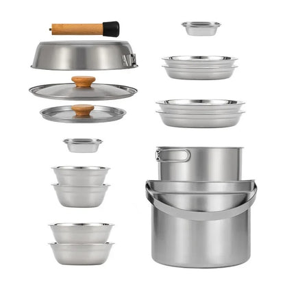 NOBANA CLS 22PCS Triple Stencorpel Stainless Steel Dinware Cooking Camping Set