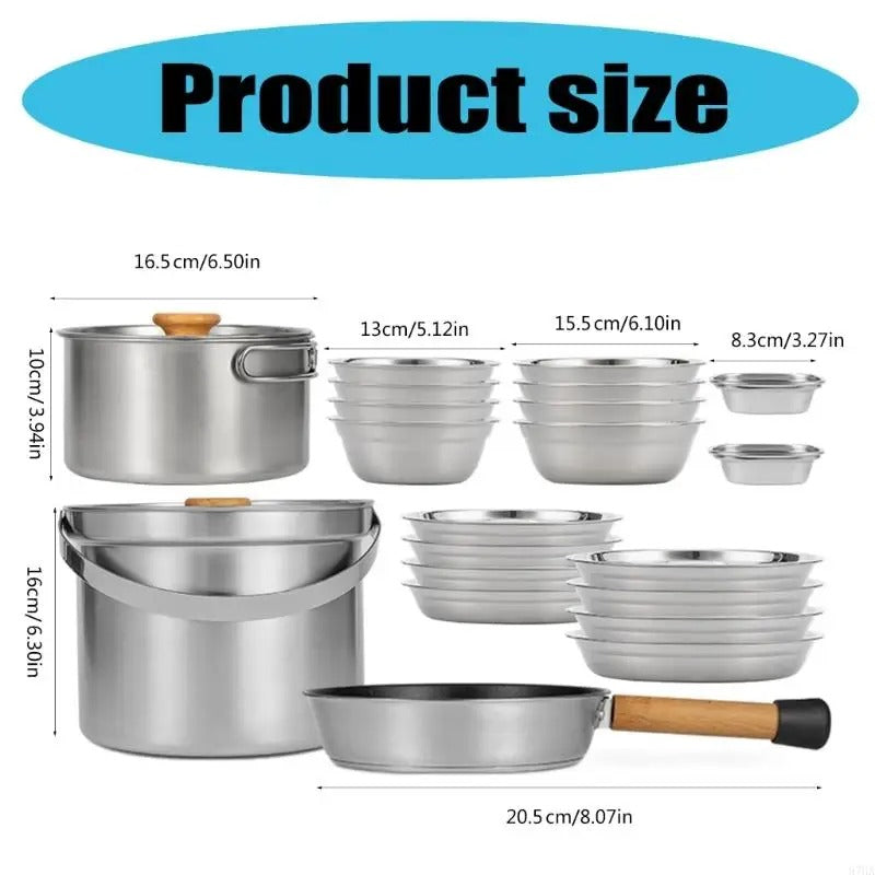 NOBANA CLS 22PCS Triple Stencorpel Stainless Steel Dinware Cooking Camping Set