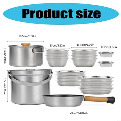 NOBANA CLS 22PCS Triple Stencorpel Stainless Steel Dinware Cooking Camping Set