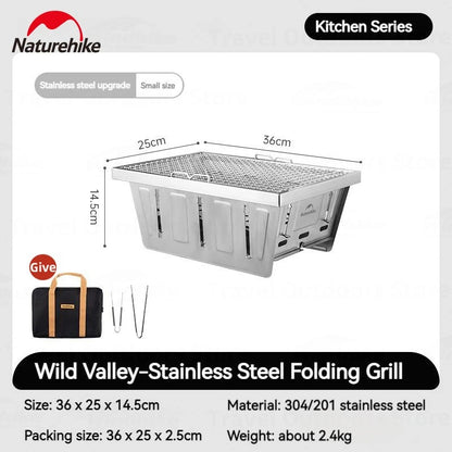 Naturehike Outdoor Stainless Steel Folding IGT Table BBQ Grill