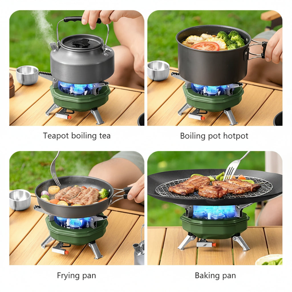 New Portable 5500W Five-Burner Metallic Travel Gas Stove With Bag MA-605