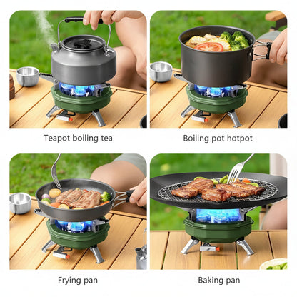 New Portable 5500W Five-Burner Metallic Travel Gas Stove With Bag MA-605