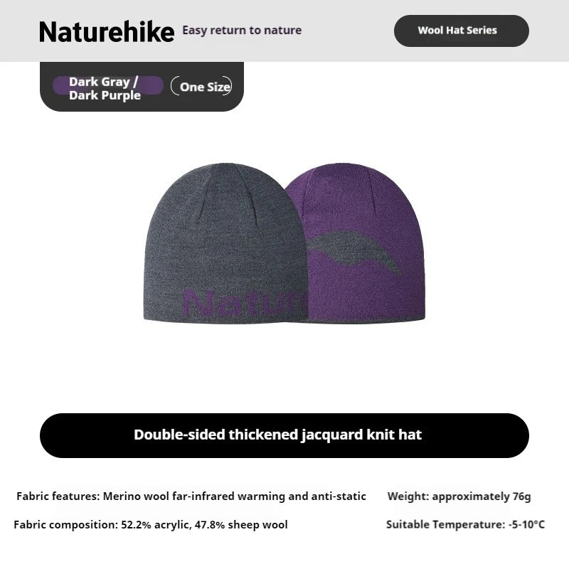 Naturehike Double-Sided Thick Merino Wool Soft Breathable Winter Warm  Knitted Hat