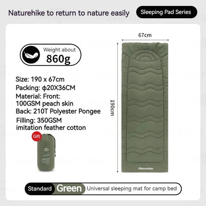 Naturehike Ultralight 860g Warm Peach Skin Velvet Sleeping Mattress