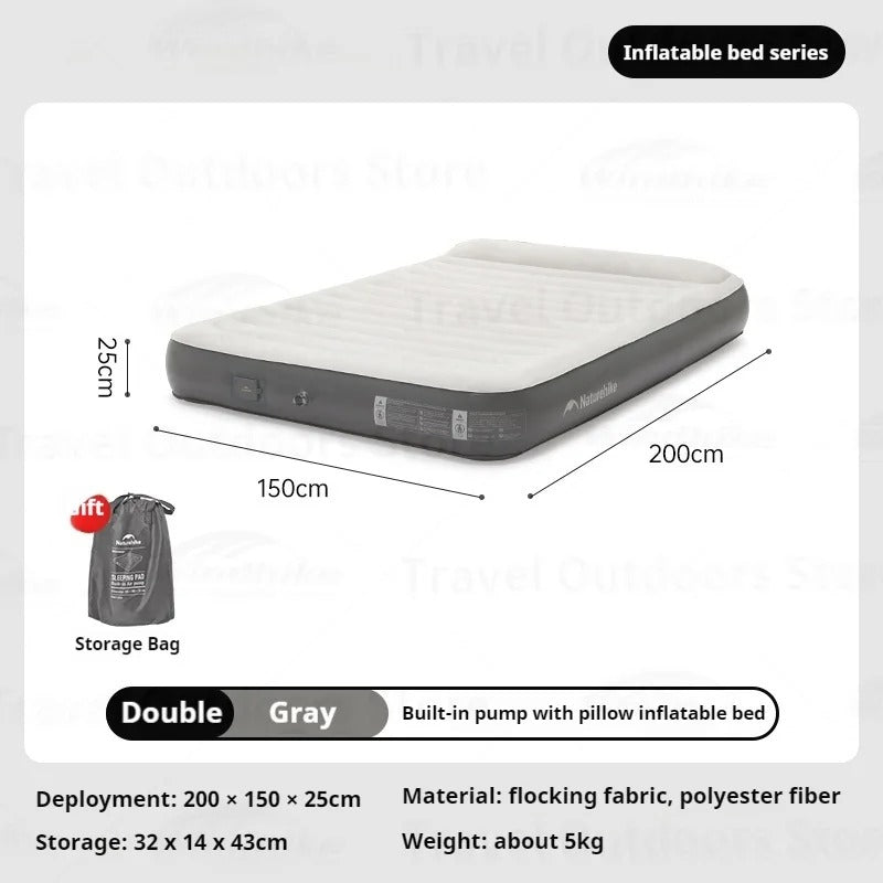 Naturehike Inflatable Camping Mattress with Built-In Pump Grey