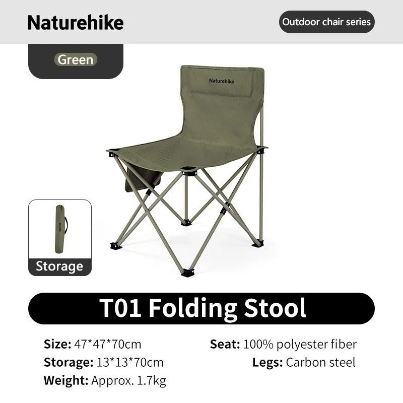 Naturehike T01 Ultralight Foldable Steel Frame Portable Camping Stool