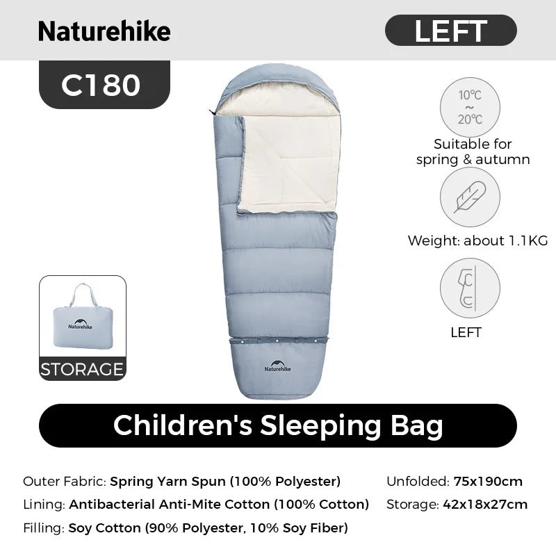 Naturehike Outdoor Camping Extendable Growing Children Cotton Sleeping Bag for Kids