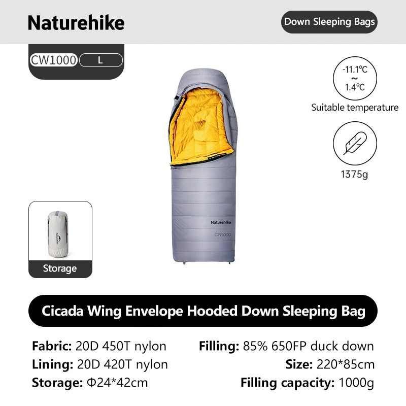 Naturehike CW1000 Ultralight Duck Down Sleeping Bag For Extreme Cold