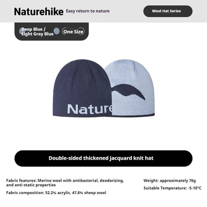 Naturehike Double-Sided Thick Merino Wool Soft Breathable Winter Warm  Knitted Hat